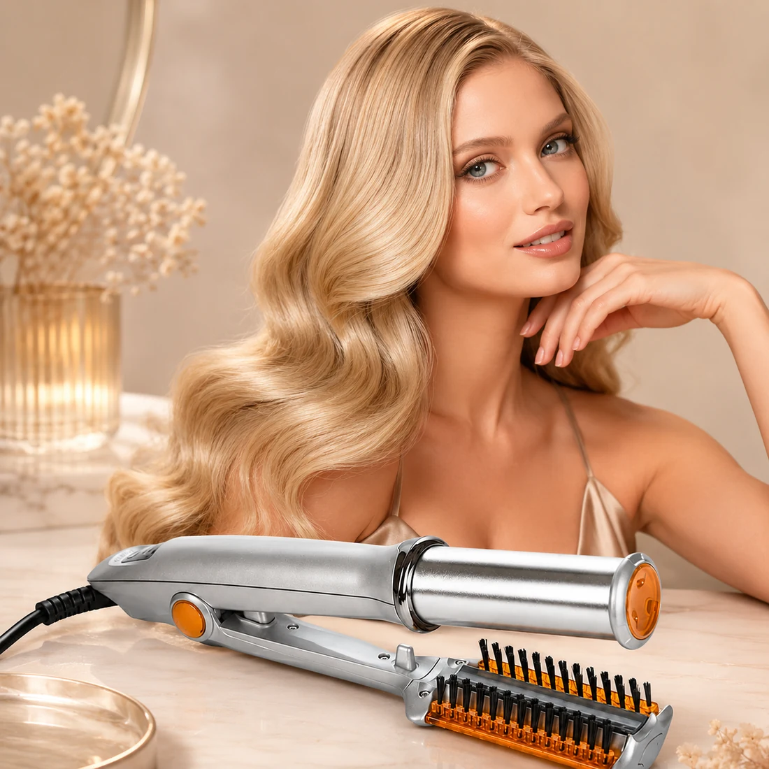 Hair Style con modella dai capelli biondi mossi